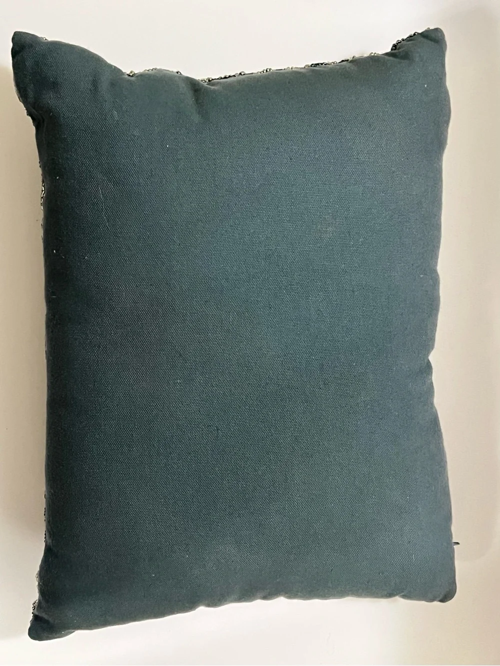 Art Deco Beaded Accent Pillow Black Silver Metallic Gatsby Glam